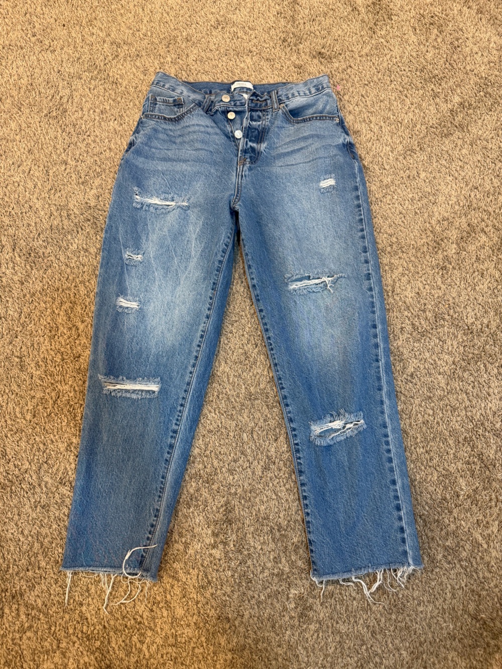 Forever 21 Medium Blue Distressed Boyfriend Jeans